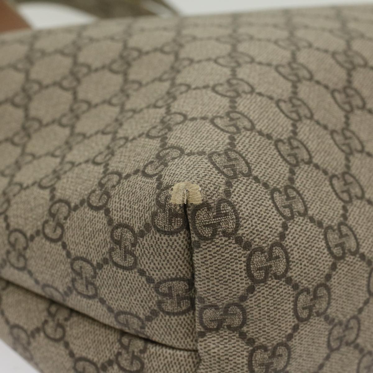GUCCI GG Supreme Tote Bag PVC Leather Beige 211134 bs8774