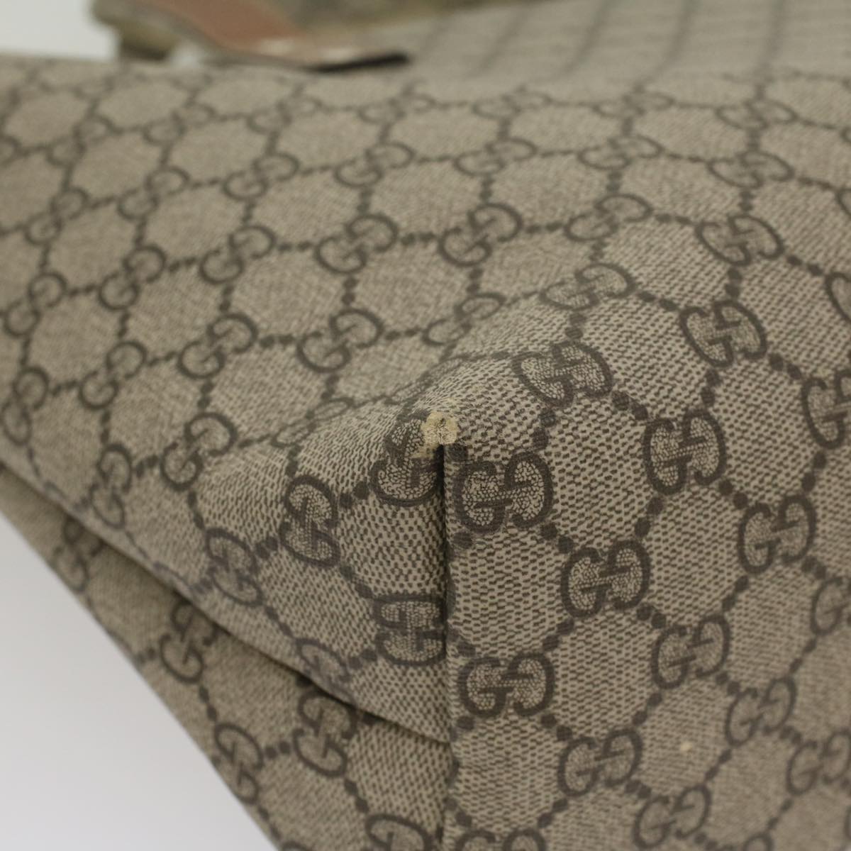 GUCCI GG Supreme Tote Bag PVC Leather Beige 211134 bs8774