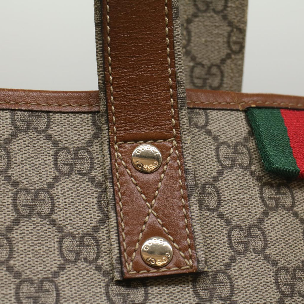 GUCCI GG Supreme Tote Bag PVC Leather Beige 211134 bs8774