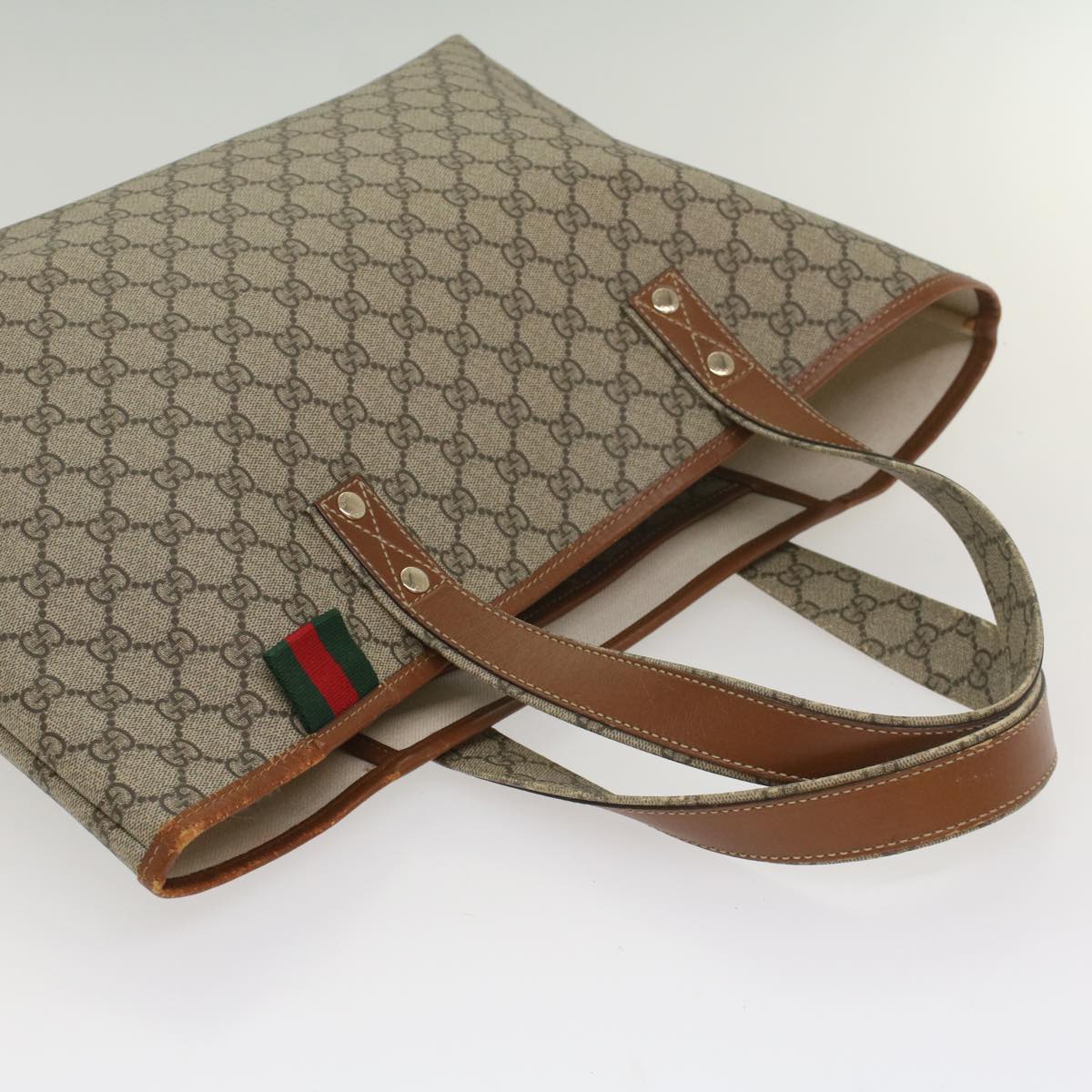 GUCCI GG Supreme Tote Bag PVC Leather Beige 211134 bs8774