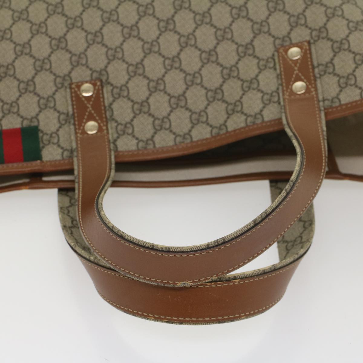 GUCCI GG Supreme Tote Bag PVC Leather Beige 211134 bs8774