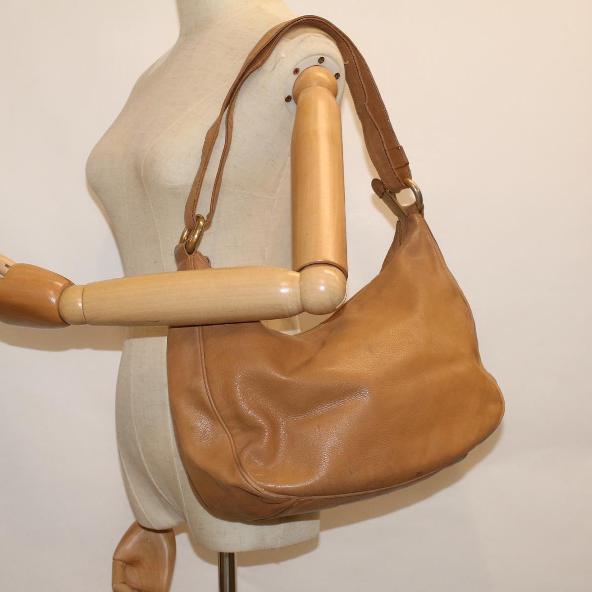 GUCCI Shoulder Bag Leather Beige 001 115 1373 bs8793