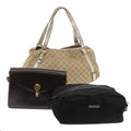 GUCCI GG Canvas Shoulder Bag Nylon Leather 3Set Beige Brown black bs8794