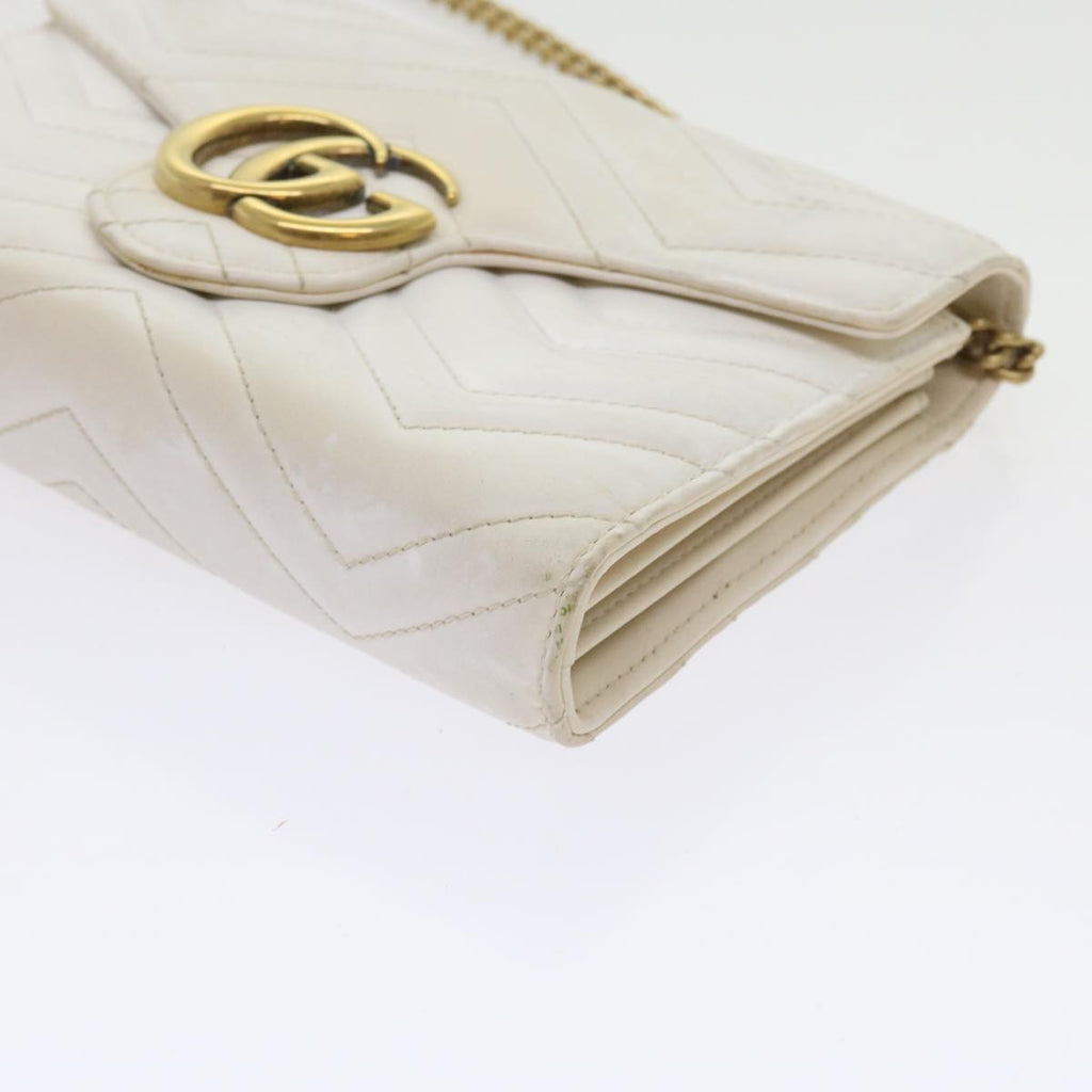 GUCCI Chain Shoulder Bag Leather White 474575 2149 bs8823
