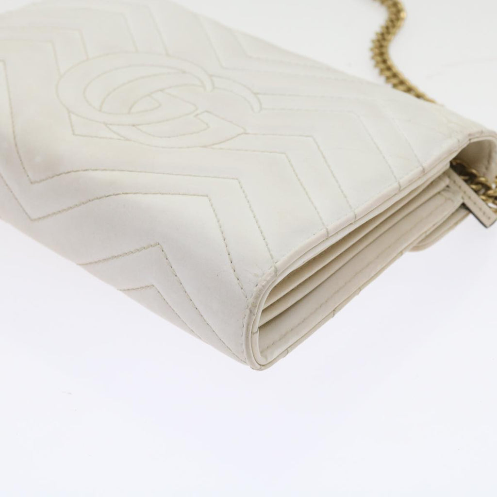 GUCCI Chain Shoulder Bag Leather White 474575 2149 bs8823