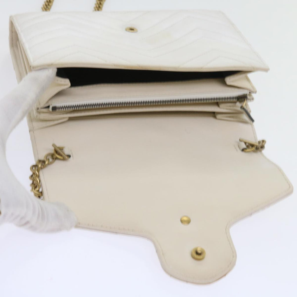 GUCCI Chain Shoulder Bag Leather White 474575 2149 bs8823