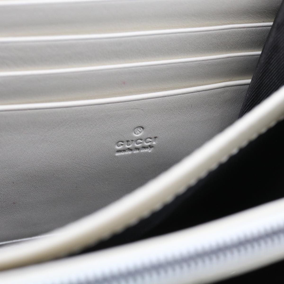 GUCCI Chain Shoulder Bag Leather White 474575 2149 bs8823