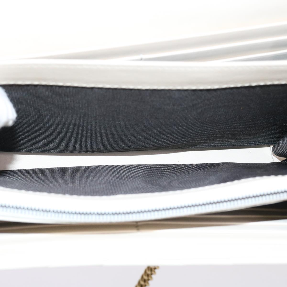GUCCI Chain Shoulder Bag Leather White 474575 2149 bs8823