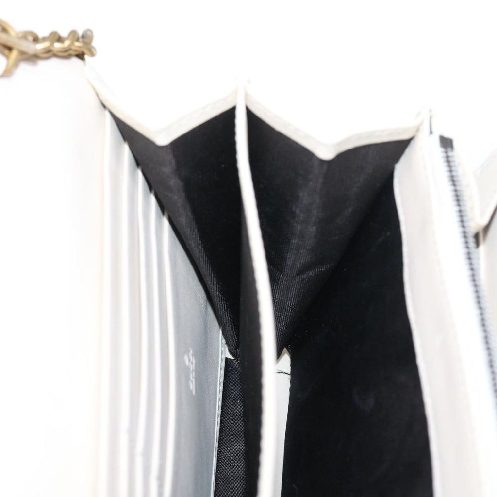 GUCCI Chain Shoulder Bag Leather White 474575 2149 bs8823