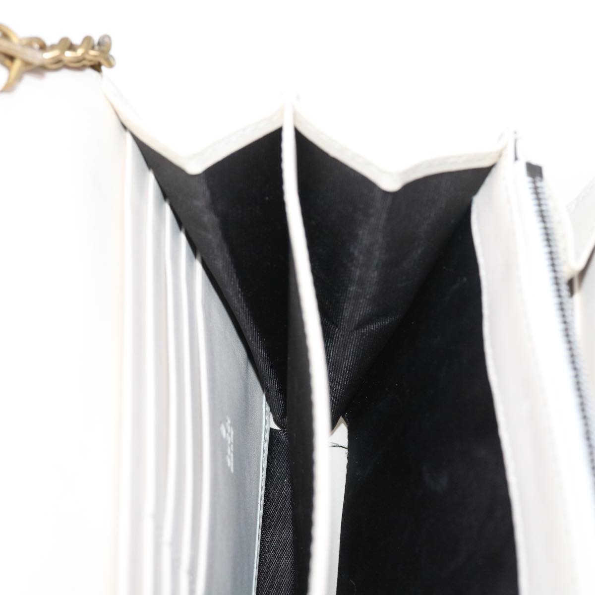 GUCCI Chain Shoulder Bag Leather White 474575 2149 bs8823