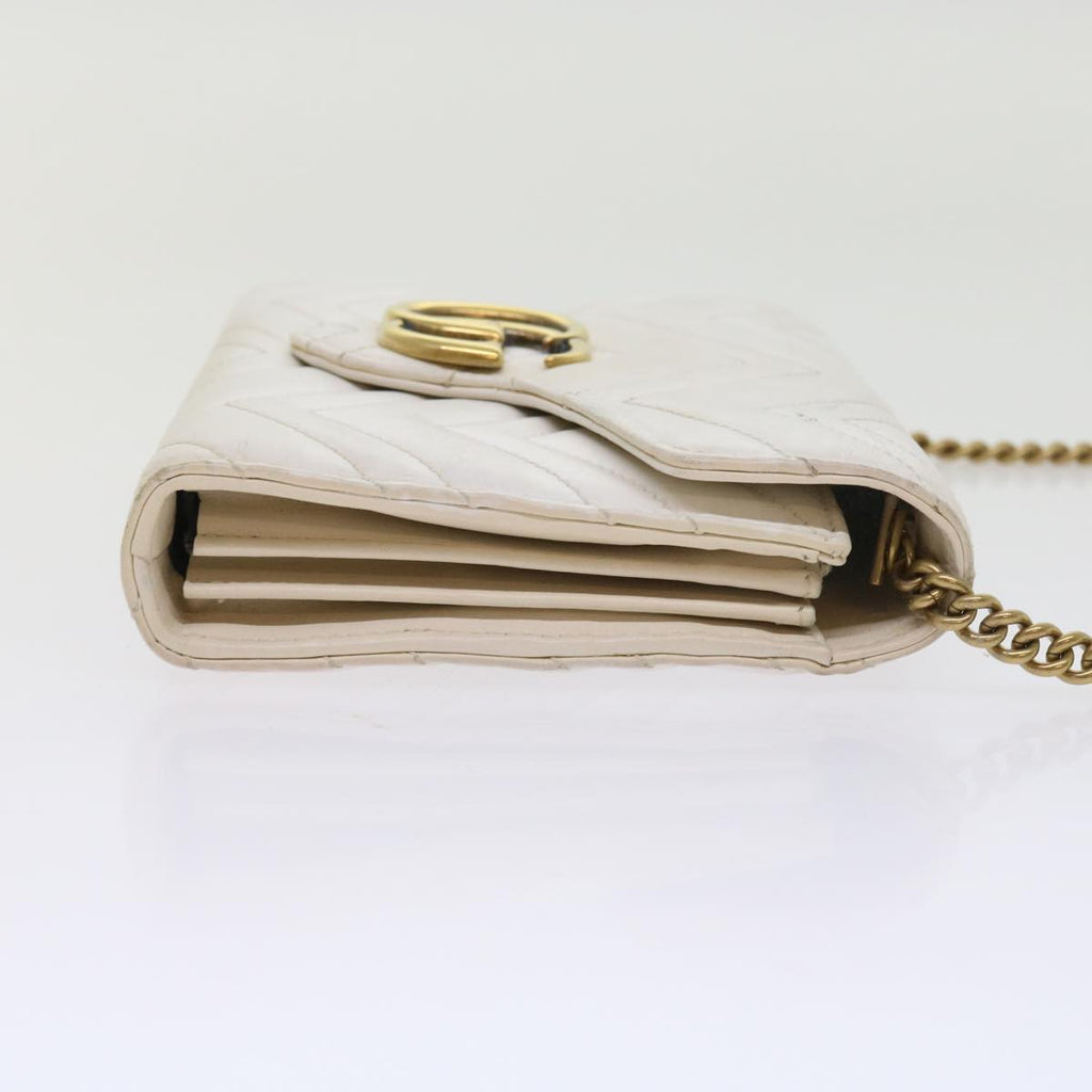 GUCCI Chain Shoulder Bag Leather White 474575 2149 bs8823