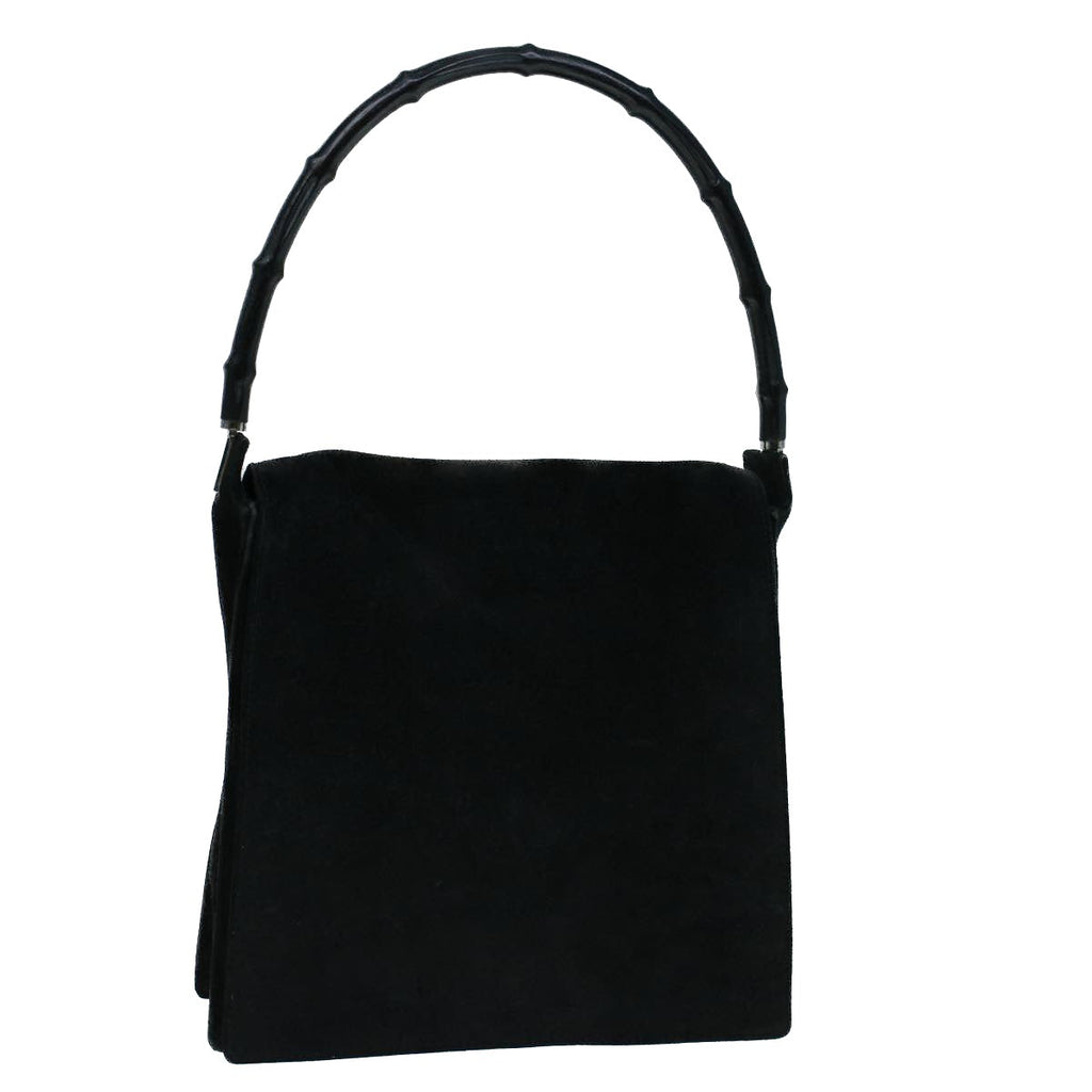 GUCCI Bamboo Shoulder Bag Suede Black 001 3243 200047 bs8922