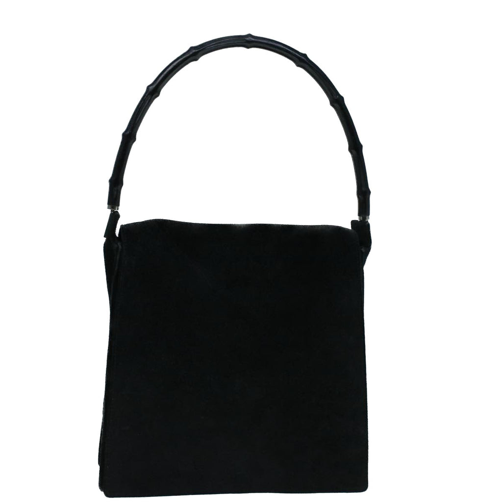 GUCCI Bamboo Shoulder Bag Suede Black 001 3243 200047 bs8922