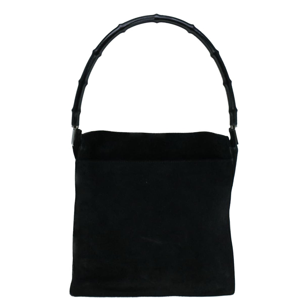 GUCCI Bamboo Shoulder Bag Suede Black 001 3243 200047 bs8922