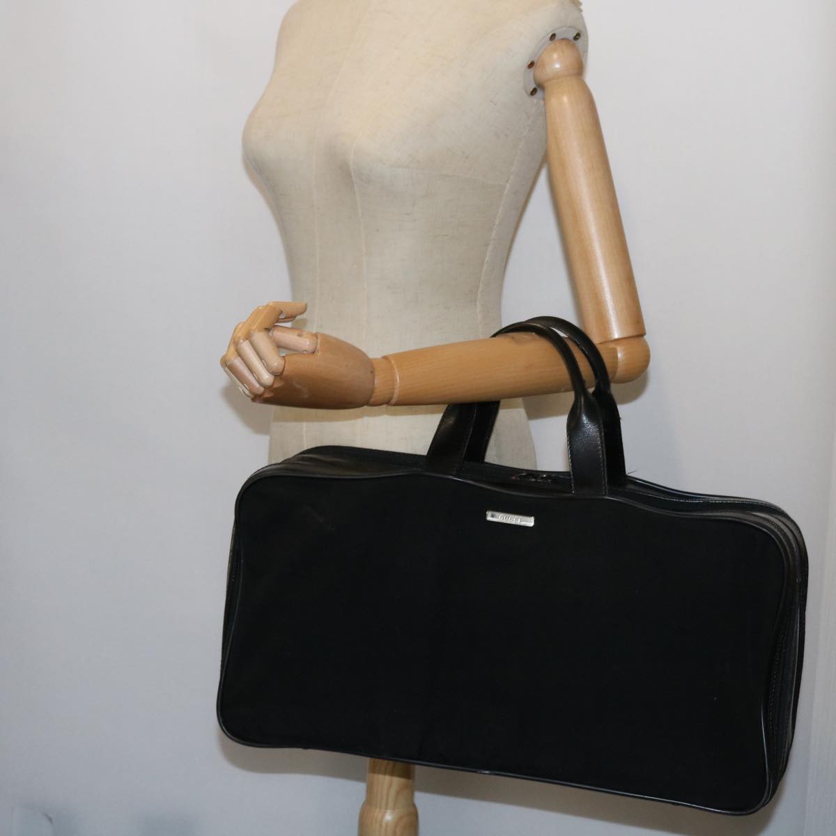 GUCCI Boston Bag Canvas Leather Black bs9009