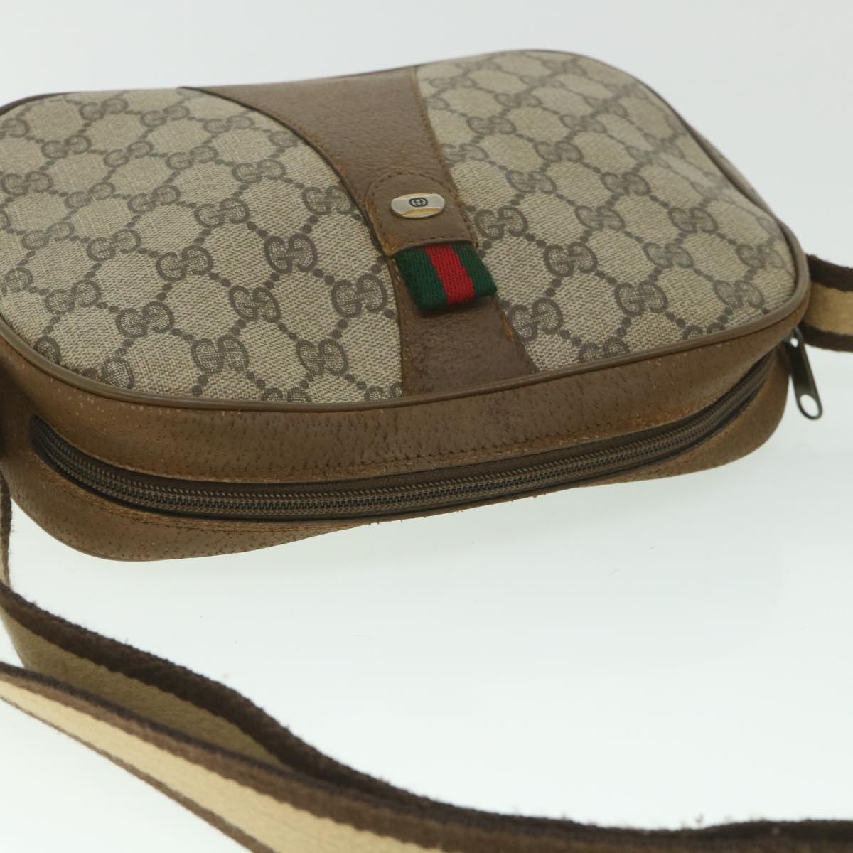 GUCCI GG Supreme Web Sherry Line Shoulder Bag Beige Red 89 01 034 bs9010