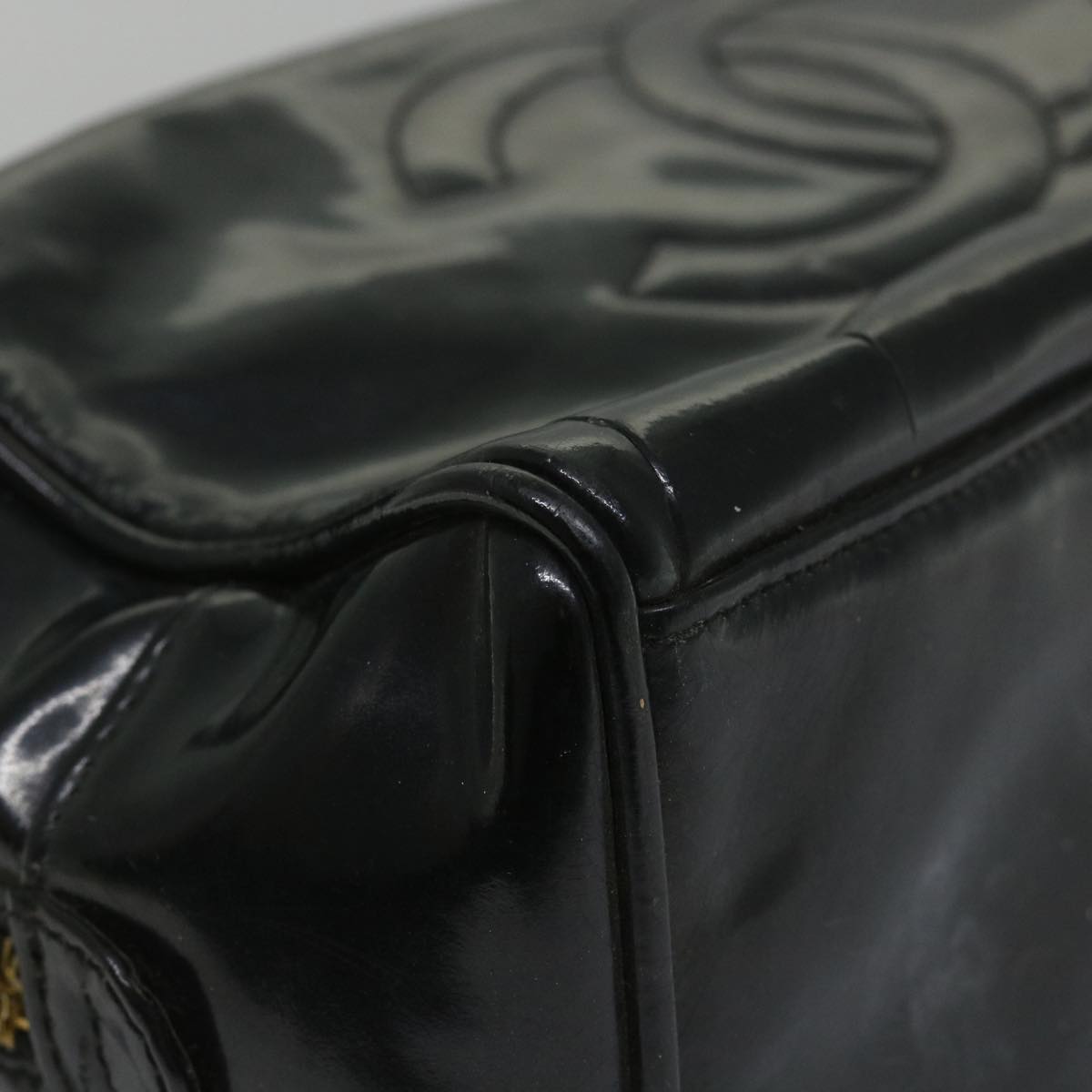 CHANEL Clutch Bag Patent leather Black CC bs9031