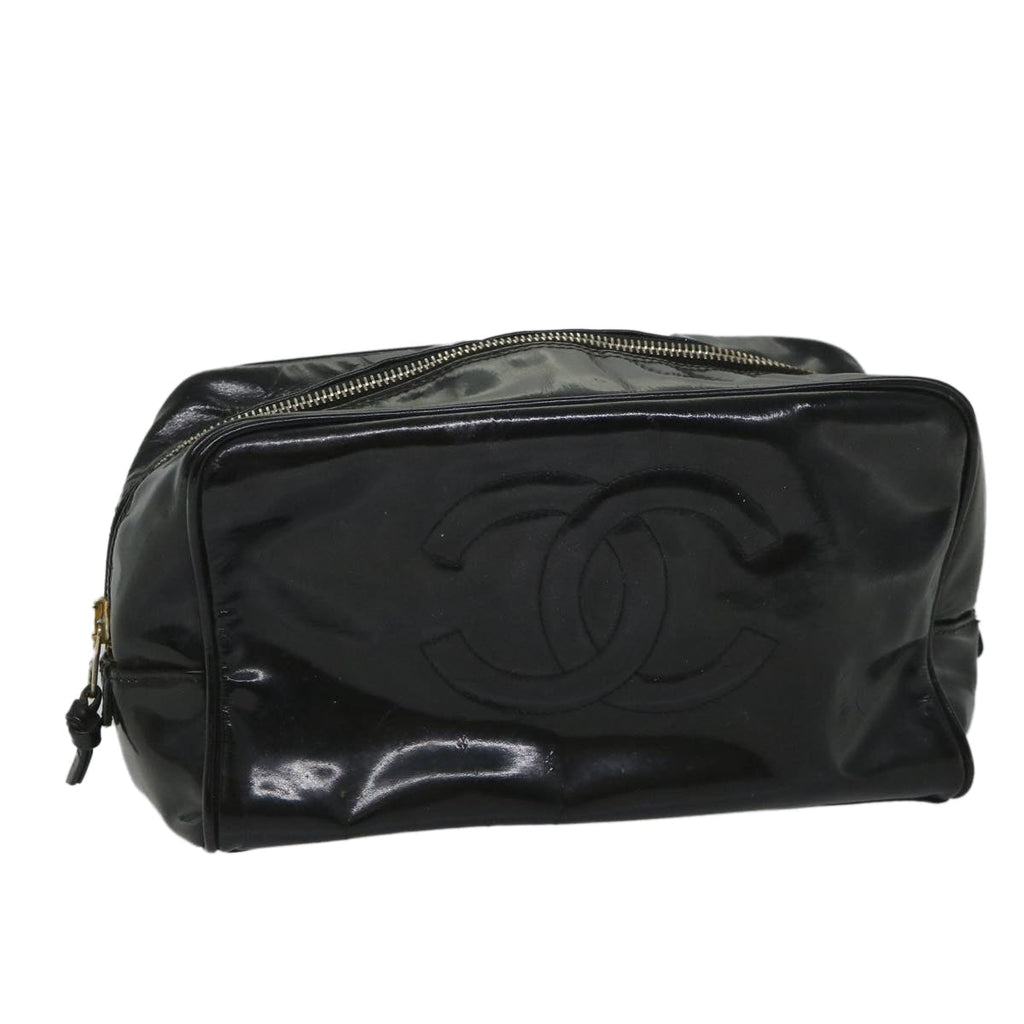CHANEL Clutch Bag Patent leather Black CC bs9031