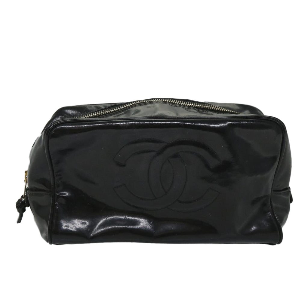 CHANEL Clutch Bag Patent leather Black CC bs9031