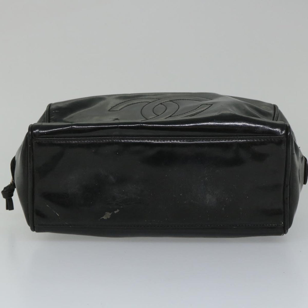 CHANEL Clutch Bag Patent leather Black CC bs9031
