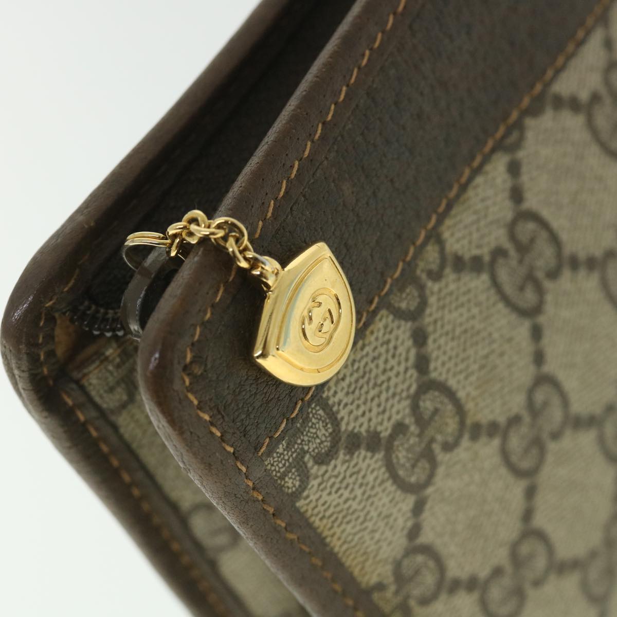 GUCCI GG Supreme Clutch Bag PVC Leather Beige 014 115 0100 bs9067