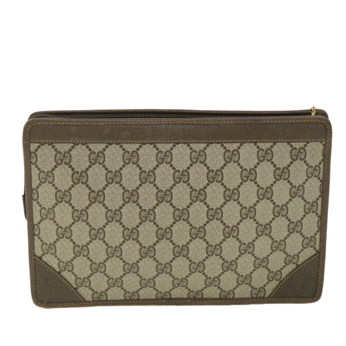 GUCCI GG Supreme Clutch Bag PVC Leather Beige 014 115 0100 bs9067