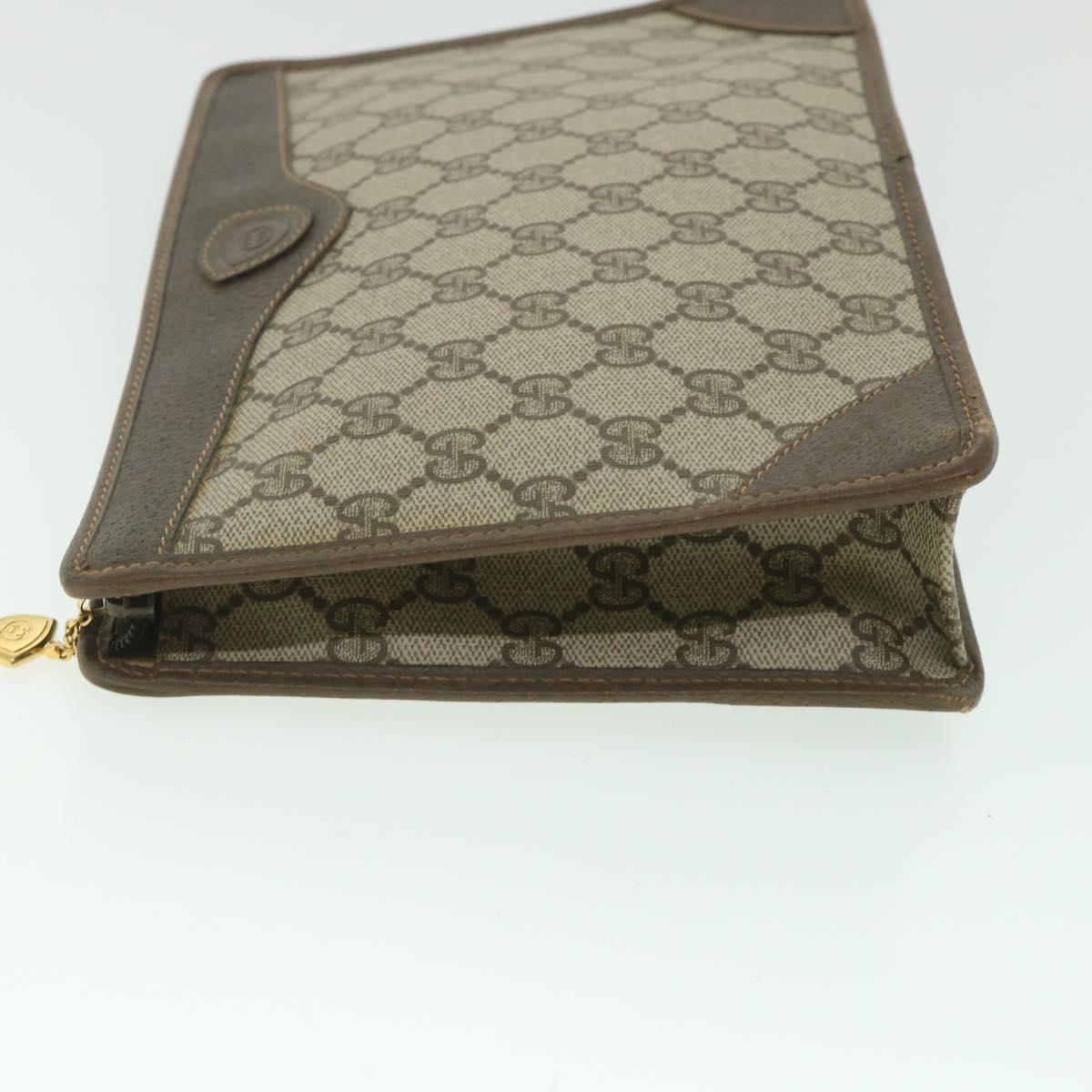 GUCCI GG Supreme Clutch Bag PVC Leather Beige 014 115 0100 bs9067