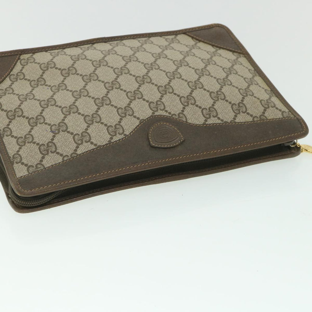 GUCCI GG Supreme Clutch Bag PVC Leather Beige 014 115 0100 bs9067