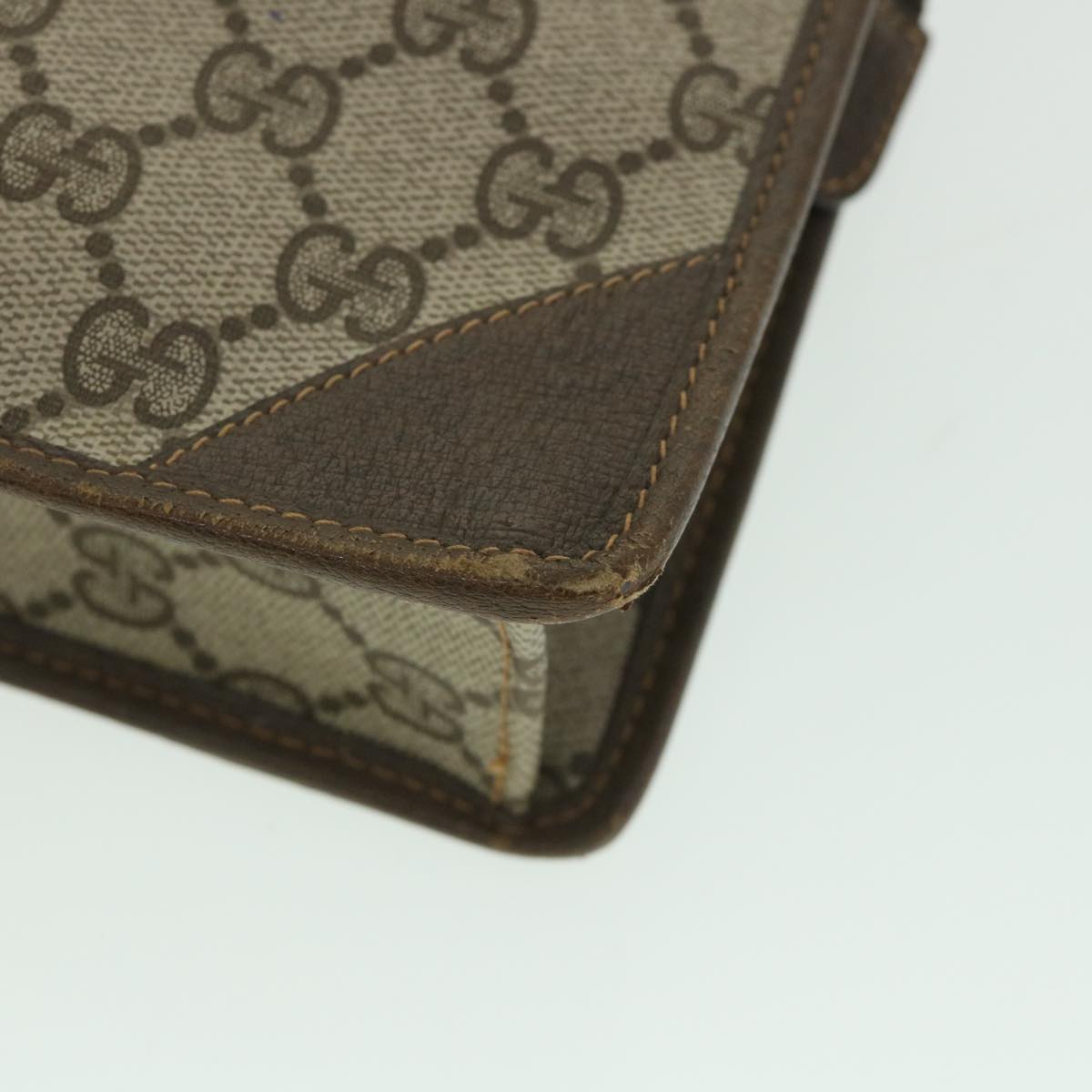 GUCCI GG Supreme Clutch Bag PVC Leather Beige 014 115 0100 bs9067