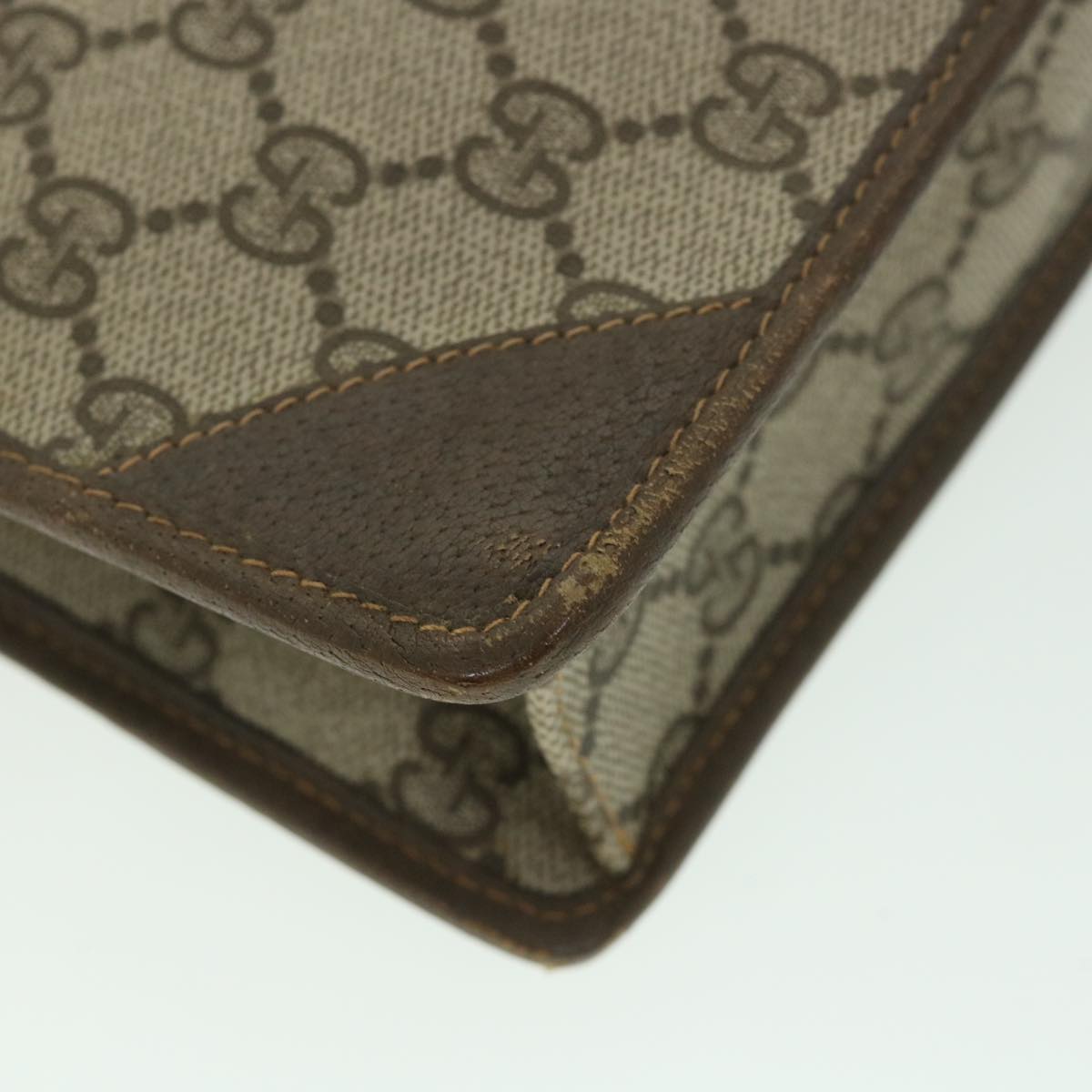 GUCCI GG Supreme Clutch Bag PVC Leather Beige 014 115 0100 bs9067
