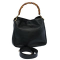 GUCCI Bamboo Shoulder Bag Leather 2way Black 001 2123 1633 bs9068