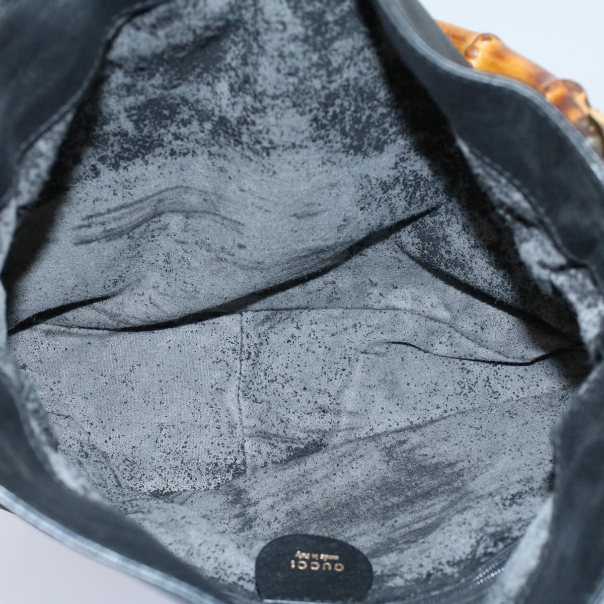 GUCCI Bamboo Shoulder Bag Leather 2way Black 001 2123 1633 bs9068