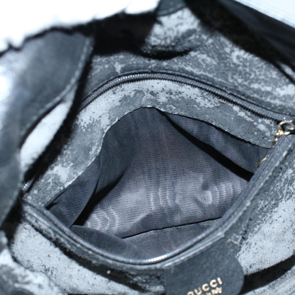 GUCCI Bamboo Shoulder Bag Leather 2way Black 001 2123 1633 bs9068
