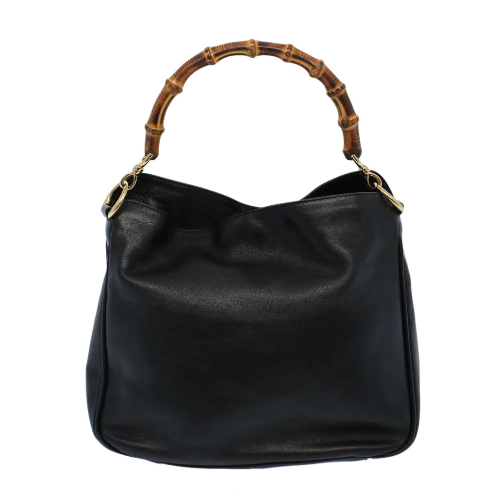 GUCCI Bamboo Shoulder Bag Leather 2way Black 001 2123 1633 bs9068