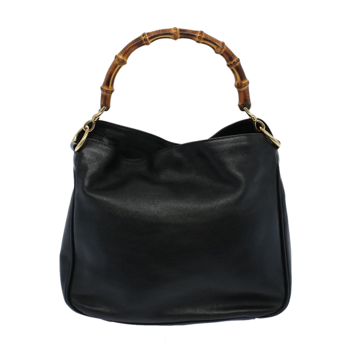 GUCCI Bamboo Shoulder Bag Leather 2way Black 001 2123 1633 bs9068
