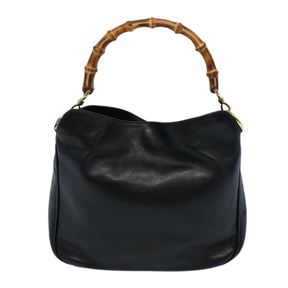GUCCI Bamboo Shoulder Bag Leather 2way Black 001 2123 1633 bs9068