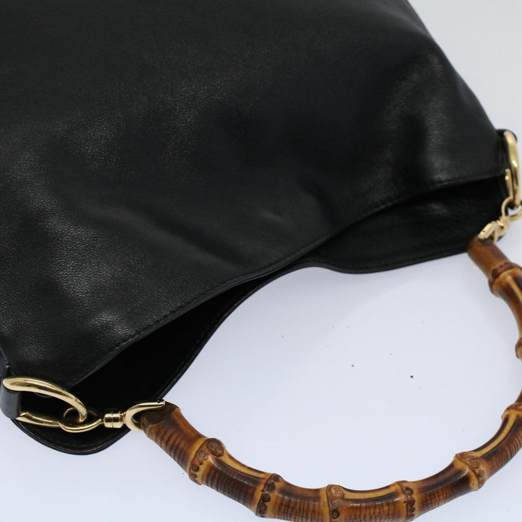 GUCCI Bamboo Shoulder Bag Leather 2way Black 001 2123 1633 bs9068