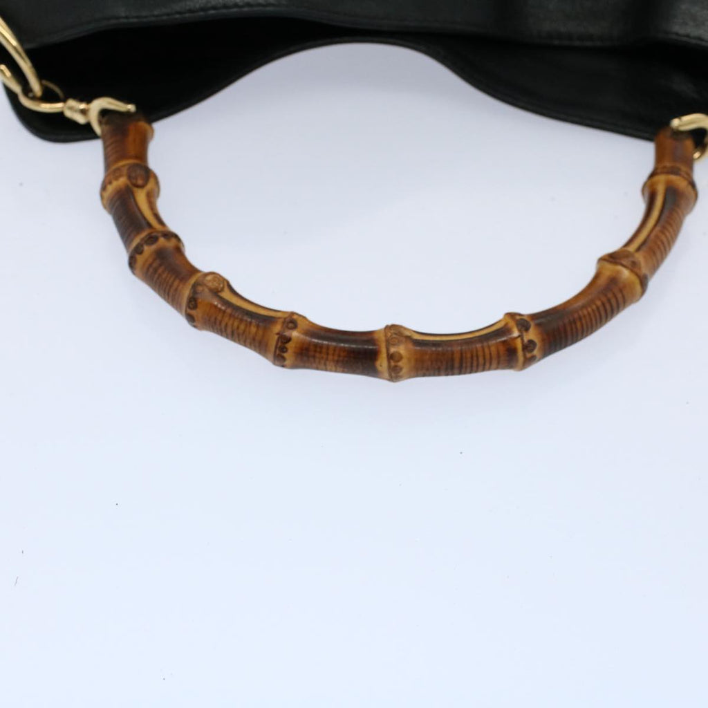 GUCCI Bamboo Shoulder Bag Leather 2way Black 001 2123 1633 bs9068