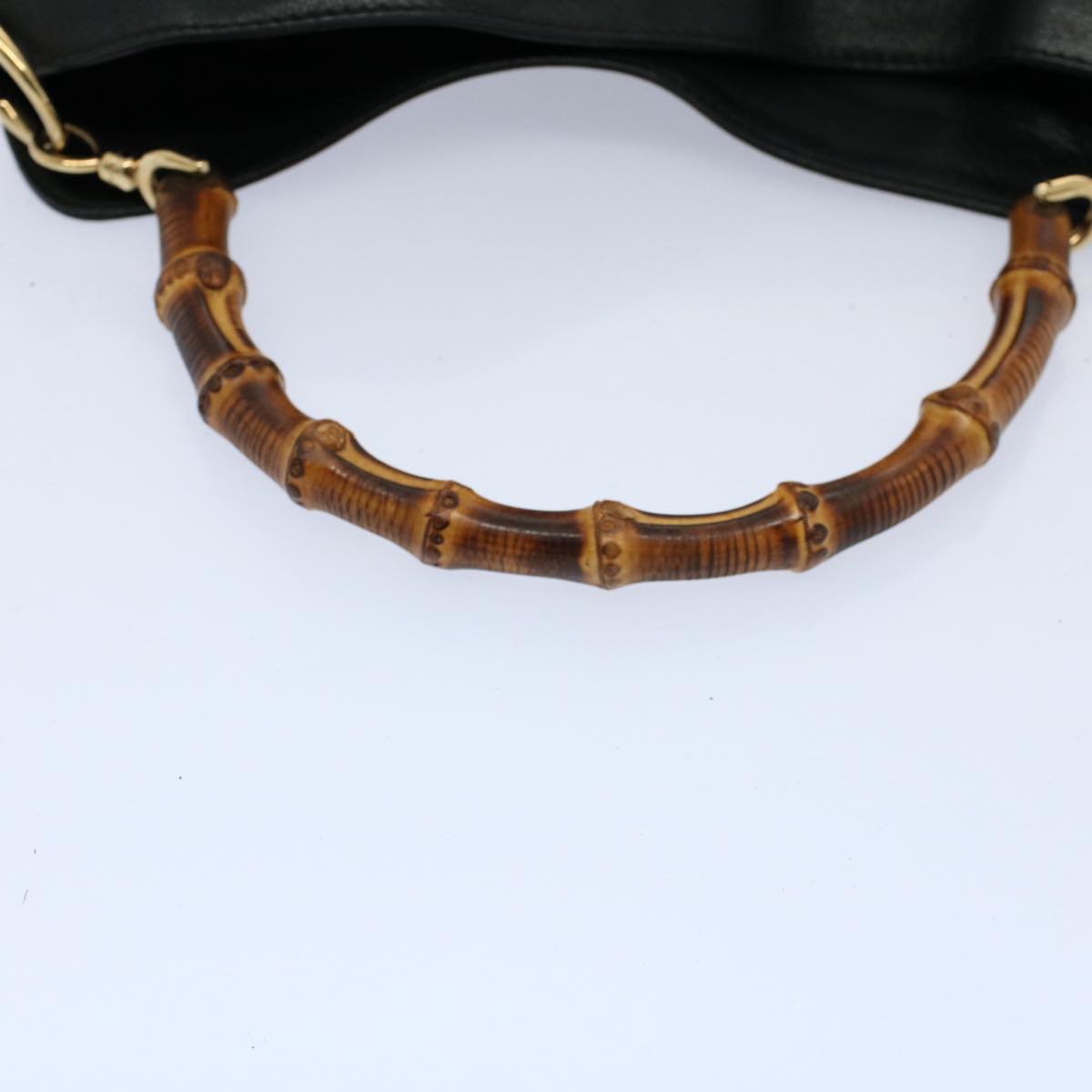GUCCI Bamboo Shoulder Bag Leather 2way Black 001 2123 1633 bs9068