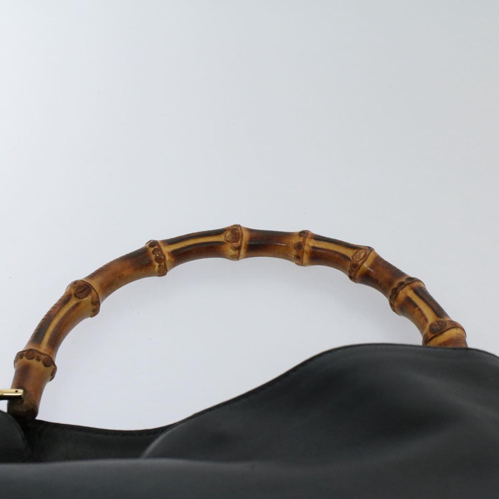 GUCCI Bamboo Shoulder Bag Leather 2way Black 001 2123 1633 bs9068