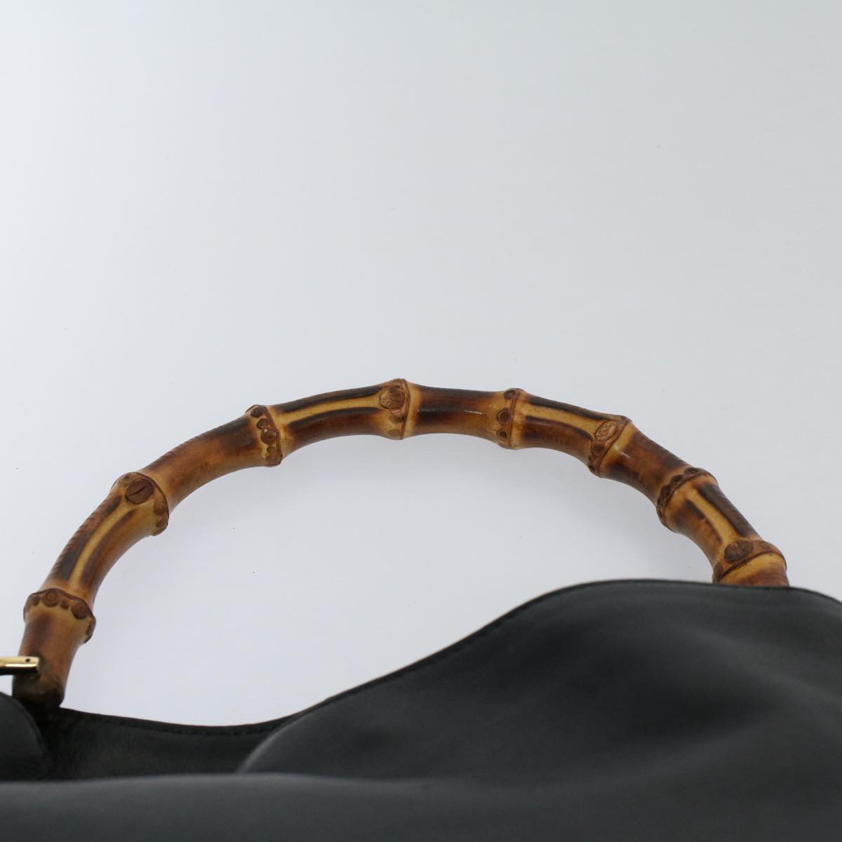 GUCCI Bamboo Shoulder Bag Leather 2way Black 001 2123 1633 bs9068