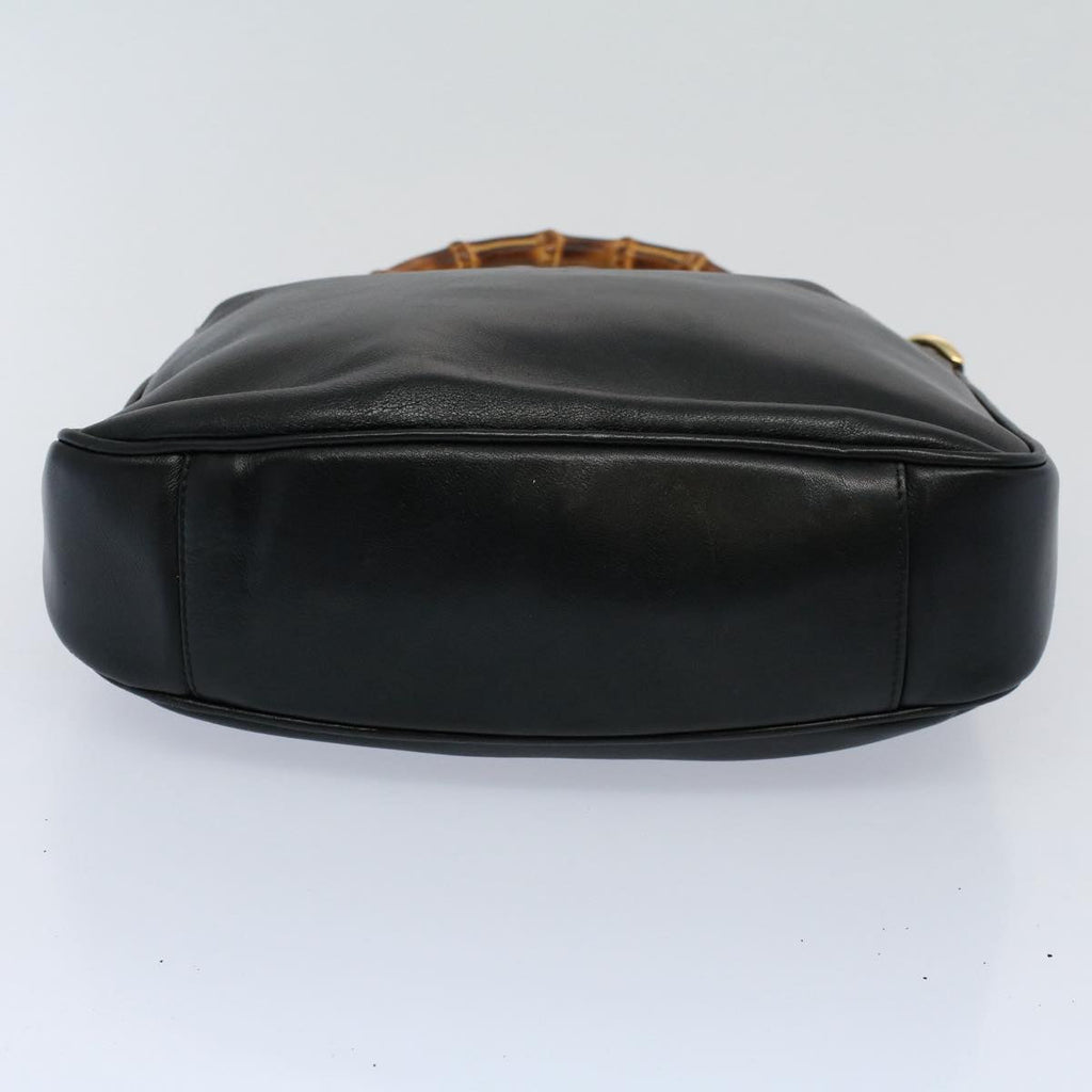 GUCCI Bamboo Shoulder Bag Leather 2way Black 001 2123 1633 bs9068