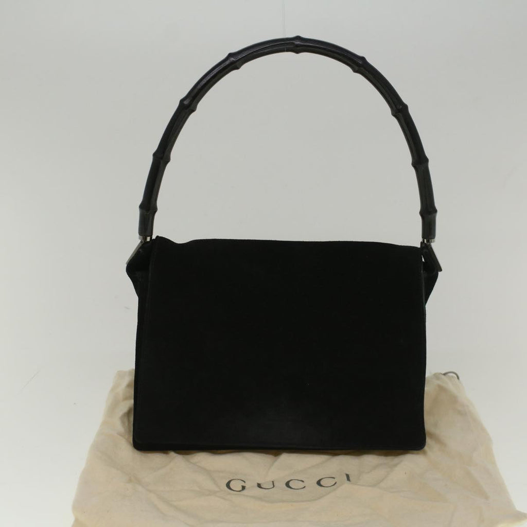 GUCCI Bamboo Shoulder Bag Suede Black 001 3289 2404 bs9084