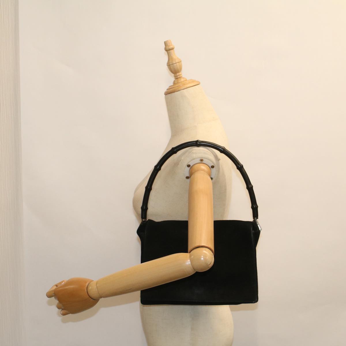GUCCI Bamboo Shoulder Bag Suede Black 001 3289 2404 bs9084