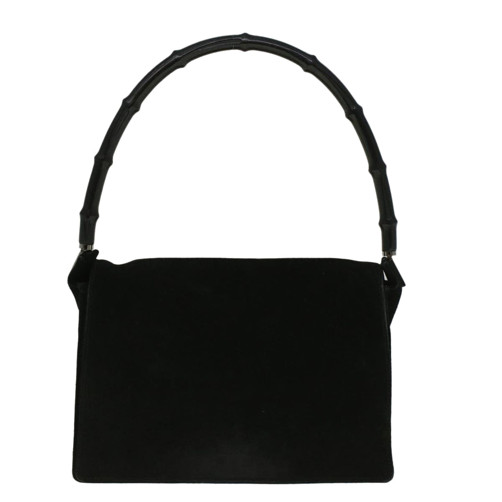 GUCCI Bamboo Shoulder Bag Suede Black 001 3289 2404 bs9084