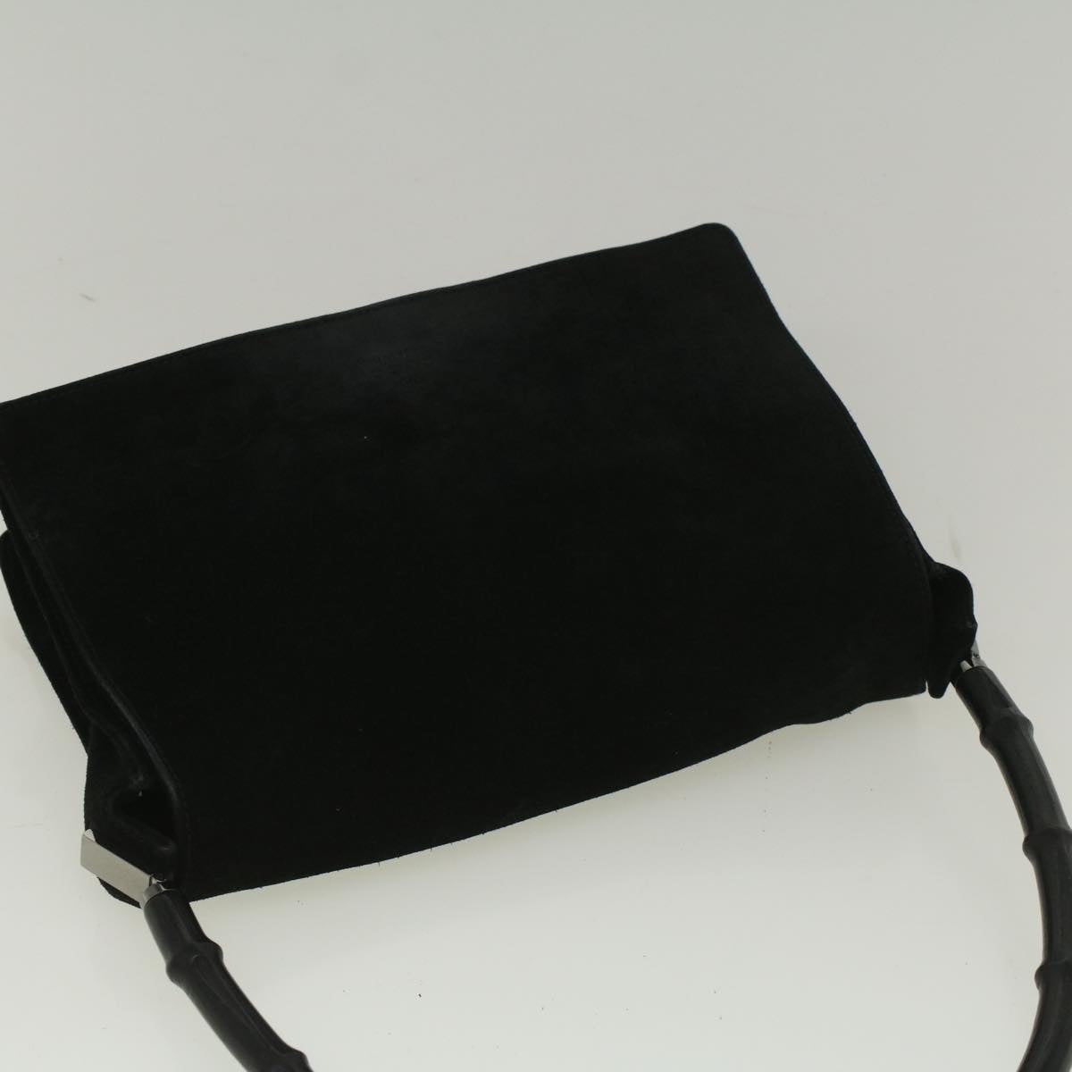 GUCCI Bamboo Shoulder Bag Suede Black 001 3289 2404 bs9084