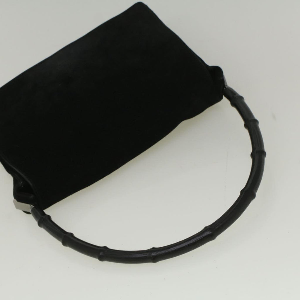GUCCI Bamboo Shoulder Bag Suede Black 001 3289 2404 bs9084