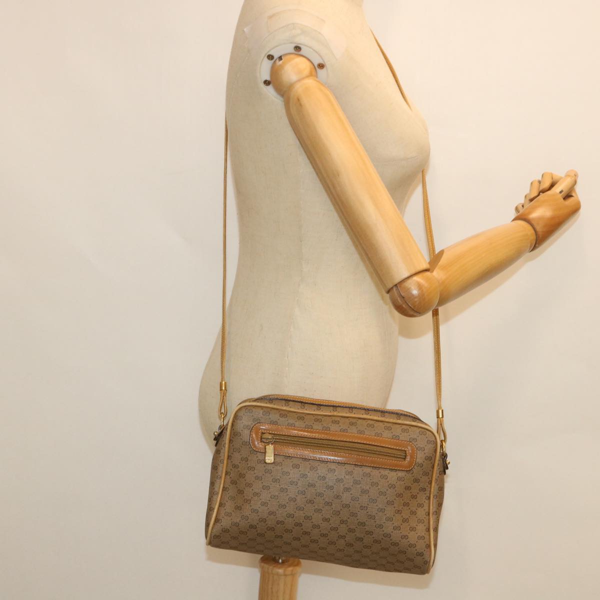 GUCCI Micro GG Supreme Shoulder Bag PVC Leather Beige 007 904 0014 bs9086