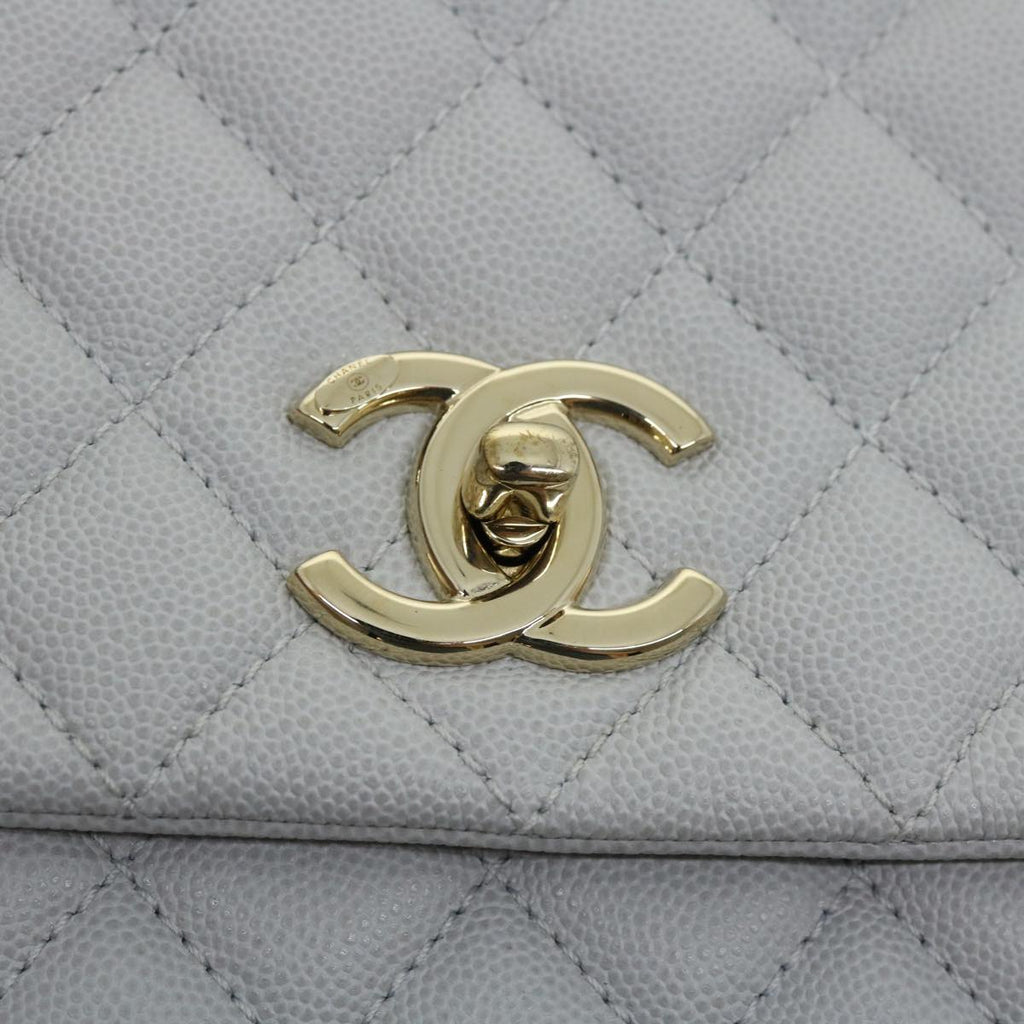 CHANEL Matelasse Chain Shoulder Hand Bag Caviar Skin 2way White CC bs910A