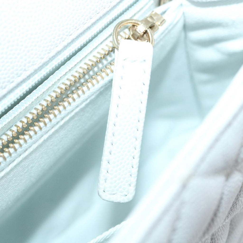 CHANEL Matelasse Chain Shoulder Hand Bag Caviar Skin 2way White CC bs910A